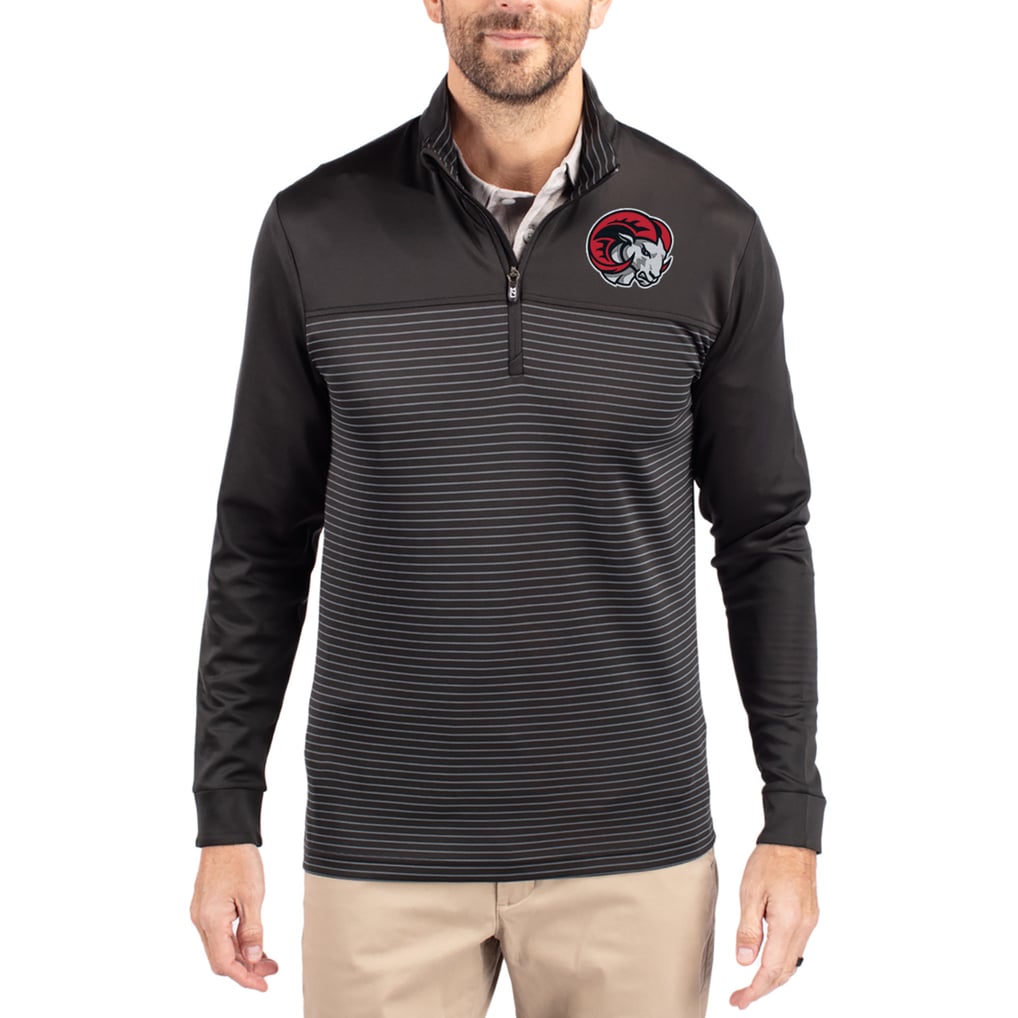  Winston-Salem State Rams Cutter & Buck Traverse Stretch Eco Stripe DryTec Tri-Blend Quarter-Zip Pullover - Black